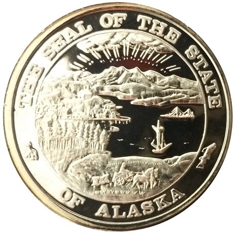 Medal The Seal Of The State Of Alaska 1 Oz Silver Brown Bear