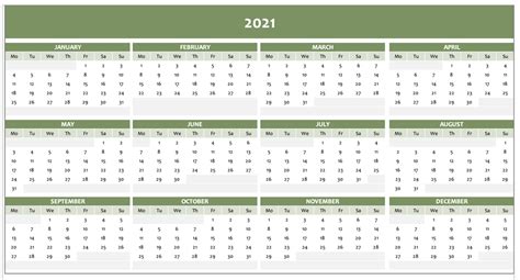 Please select your options to create a calendar. Excel 12 Month Calendar 2021 / Canada 2021 Calendar ...