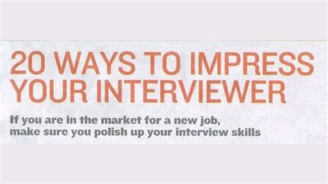 20 Ways To Impress Your Interviewer Job Search Infographics