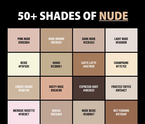 50 Shades Of Nude Color Names Hex Rgb And Cmyk Codes Creativebooster