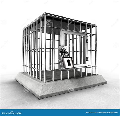 Κλειδωμένο κλουβί φυλακών με τους φραγμούς βαρύ μετάλλου Απεικόνιση