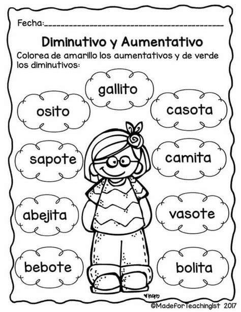 Aumentativos Y Diminutivos Ficha Interactiva Elementary