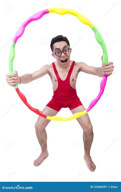 Funny Sportsman With Hula Hoop Stock Image Image 32586997