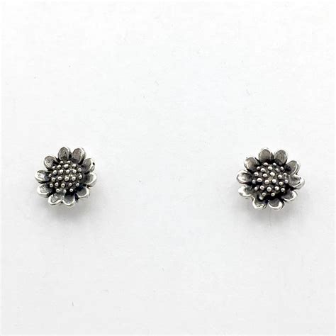 Sterling Silver Sunflower Stud Earrings Sun Flower Sunflowers