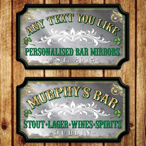 Jaf Graphics Personalised Vintage Style Irish Pub Mirror