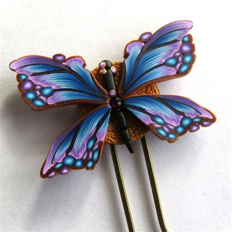 Butterfly Hair Pin Polymer Clay Butterfly Hair Accessory Etsy