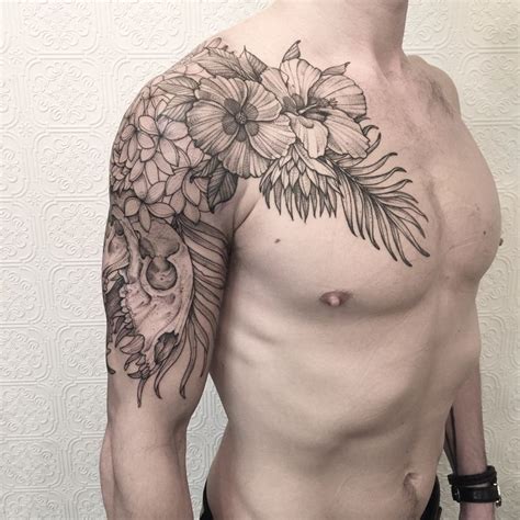Modern Shoulder Tattoos For Men 50 Designs And Their Meanings Floral