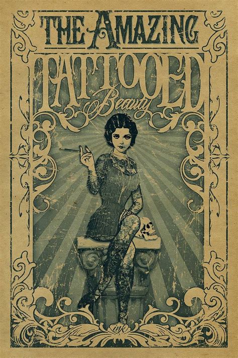 the amazing tattooed beauty barnum and bailey freakshow freak show carnival circus poster