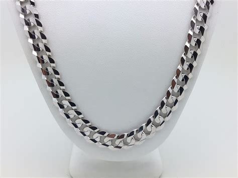 14k White Gold Solid Curb Cuban Link Chain Necklace 24 9mm 58 61 Grams