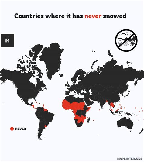 Countries Where It Has Never Snowed Maps On The Web