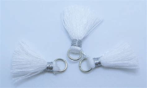 White Tassels Small Cotton Jewelry Tassels With Silver Etsy Cotton Jewelry Tassel Jewelry