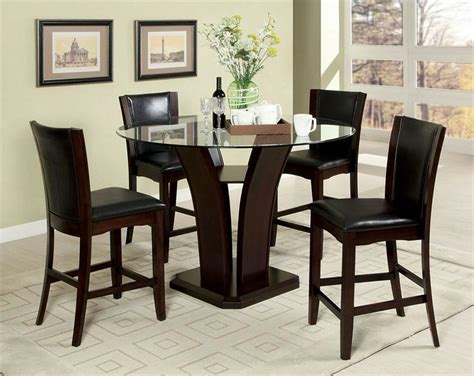 Furniture of america gizelle 5 piece counter height table set. 48 Manhattan Glass Counter Height Dining Table w/Chairs
