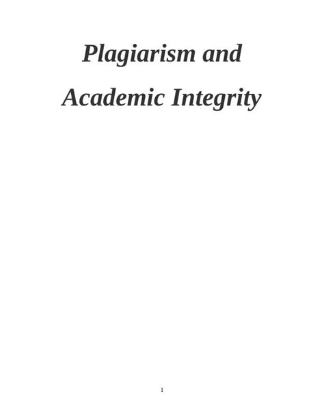 Plagiarism And Academic Integrity In Academic Writing