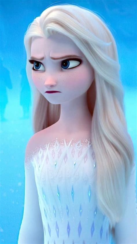 A Frozen Princess With Long Blonde Hair And Blue Eyes Standing In Front Of An Ice Background