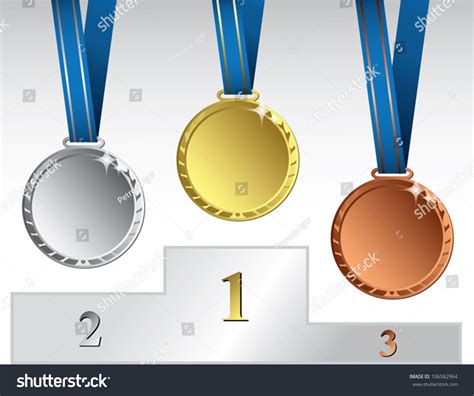 Three Medals On Podium Vector Illustration Stock Vector 106582964