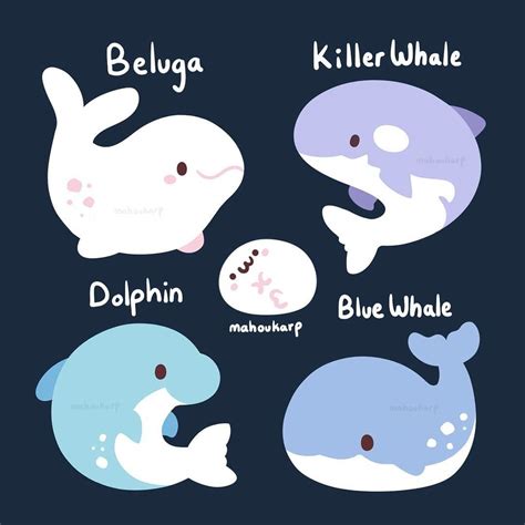 Sea Mammals By Mahoukarp Kawaii Drawings Cute Art Cute Animals