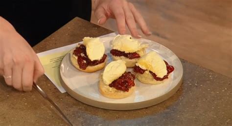 Easy to make and impress your friends, family or party guests. James Martin Scottish scones with strawberry jam recipe on ...