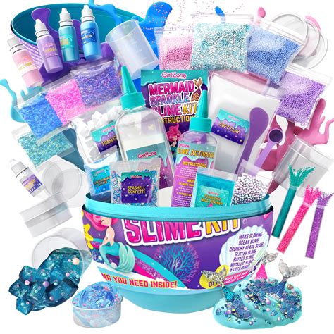 Girlzone Egg Surprise Mermaid Sparkle Slime Kit For Girls Measures 95 Inches High 39 Pieces