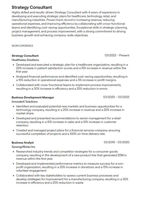 4 Strategy Consultant Resume Examples With Guidance