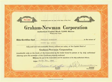 Stock Certificate Signed by Warren Buffett to be Auctioned by HWPH AG ...