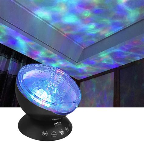 Wave Night Light Projector With Music Player Led Color
