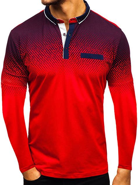 Mens Polo Shirt Golf Sports Long Sleeve T Shirt Jersey Casual Long
