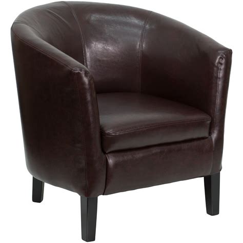 Flash Brown Leather Barrel Shaped Guest Chair By Oj Commerce Go S 11 Bn