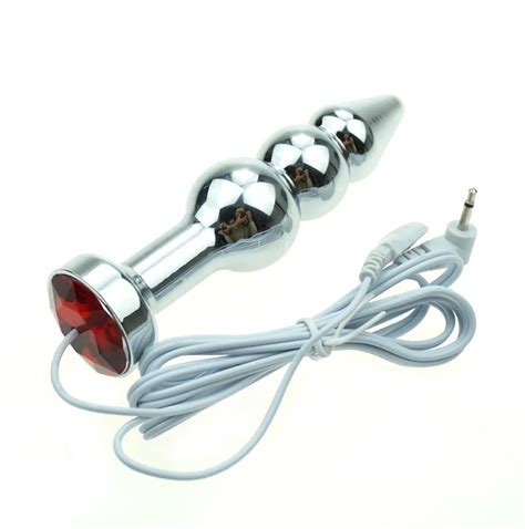 Electro Shock Pulse Therapy Metal Anal Plug Medical Wires Butt Plug Electric Head Massager
