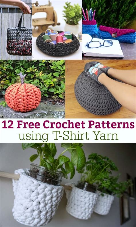 12 Free Crochet Patterns Using T Shirt Yarn