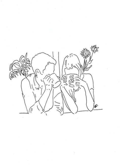 Couple kiss printable, one line drawing print, love couple artwork, line art poster, minimalist couple art, minimal fine decor, printable. line-drawing | Tumblr