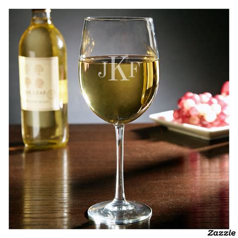 classic monogram 19 oz white wine glass zazzle unique wine glasses home wet bar red wine