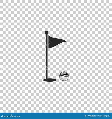 Golf Ball And Hole With Flag Icon Isolated On Transparent Background