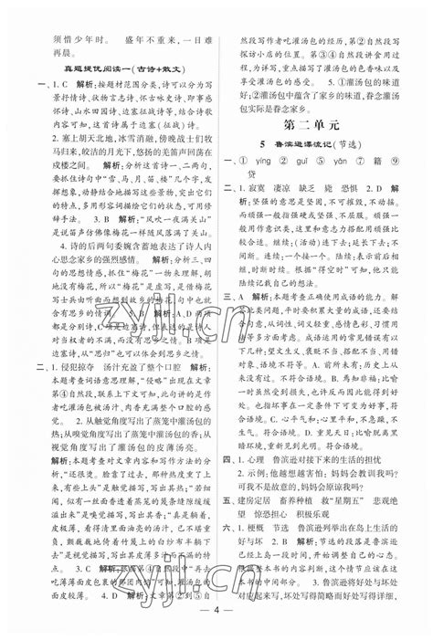 2023年经纶学典提高班六年级语文下册人教版答案——青夏教育精英家教网——