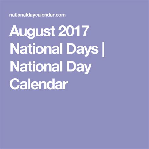 August National Days National Days National Day Calendar National