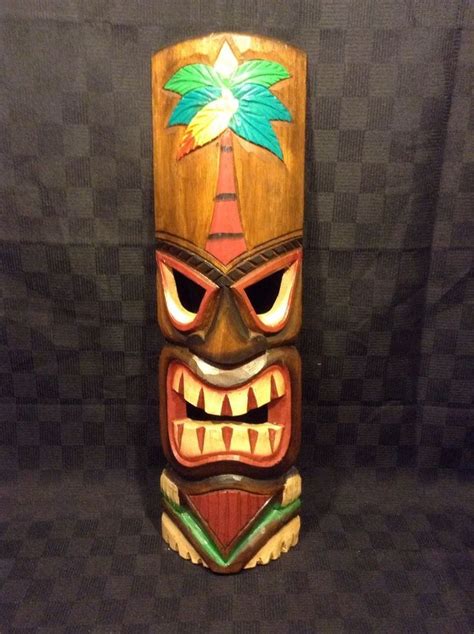 Wood Carved Tall Chesapeake Bay Hawaiian Tiki Mask Decor Wall
