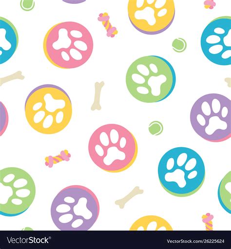 Colorful Pastel Dow Paw Print Seamless Pattern Vector Image