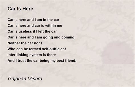 Car Is Here Car Is Here Poem By Gajanan Mishra