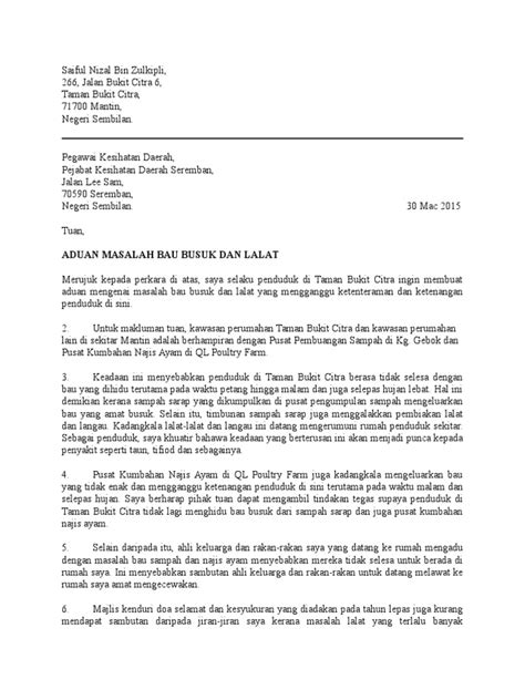 Lantas anda mula mencari contoh surat aduan yang membawa anda terus ke sini. Surat Kiriman Rasmi Aduan Tentang Masalah Kemudahan Awam ...