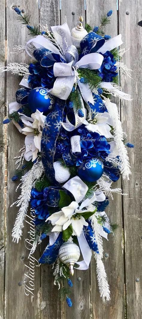 ️gorgeous Royal Blue Frost Swag ️ 42 Length Designed On A Evergreen