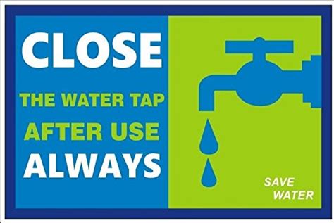 Fusion High Quality Save Water Poster Close The Water Tap After Use