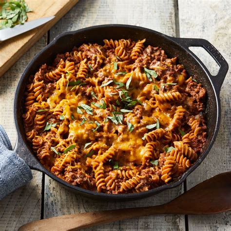 Vodka sauce will cook for smiles. Ground Beef & Pasta Skillet Recipe - EatingWell