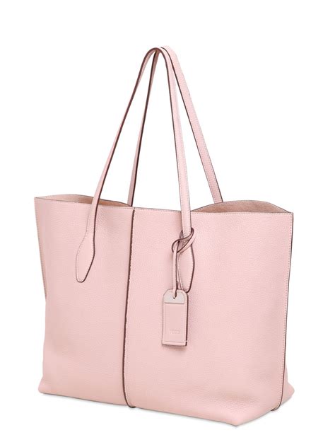 Tods Large Joy Textured Leather Tote Bag In Light Pink Pink Lyst