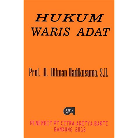 Jual Hukum Waris Adat H Hilman Hadikusuma BUKU Shopee Indonesia