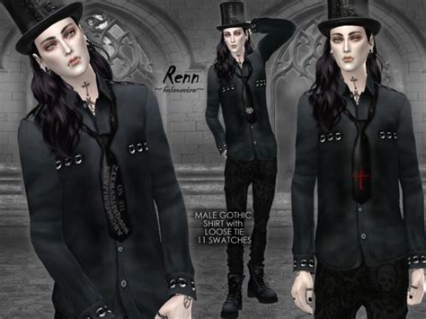 Renn Gothic Shirt With Loose Tie Male By Helsoseira At Tsr Sims 4 Updates