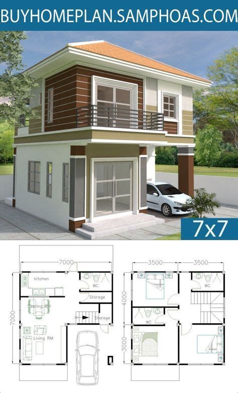 Distribución Y Alturas House Plans 7x12m With 4 Bedrooms Plot 8x15