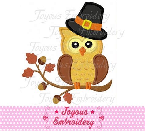 Instant Download Thanksgiving Owl On The Branch Applique Etsy