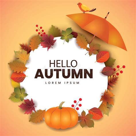 Hello Autumn Stylish Background Decorate With Leaves And