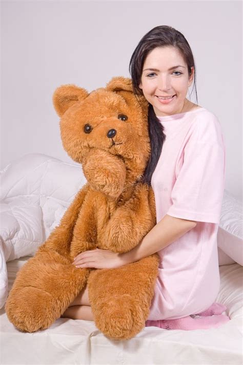 Girl With Teddy Bear Stock Photo Image Of Adult Hold 22085856