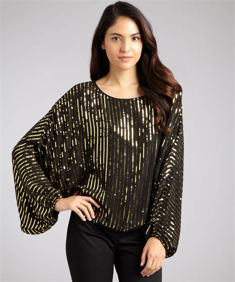 Rachel Zoe Black Silk Sequin Dolman Top At Dolman Top