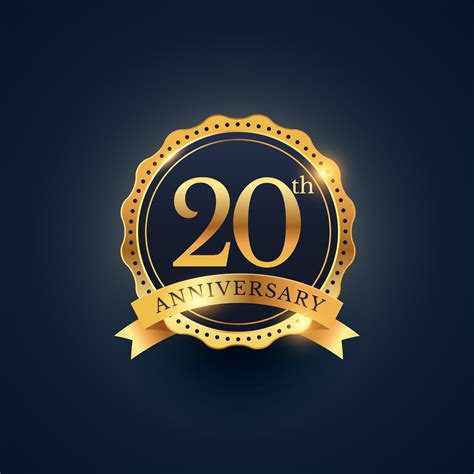 20th Anniversary Celebration Badge Label In Golden Color Download